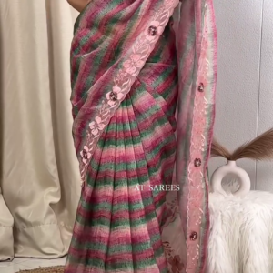 Sequin & Fur Pattern Soft Organza Digital Printed Saree with Blouse – A Stunning Blend of Modern Elegance and Classic Charm